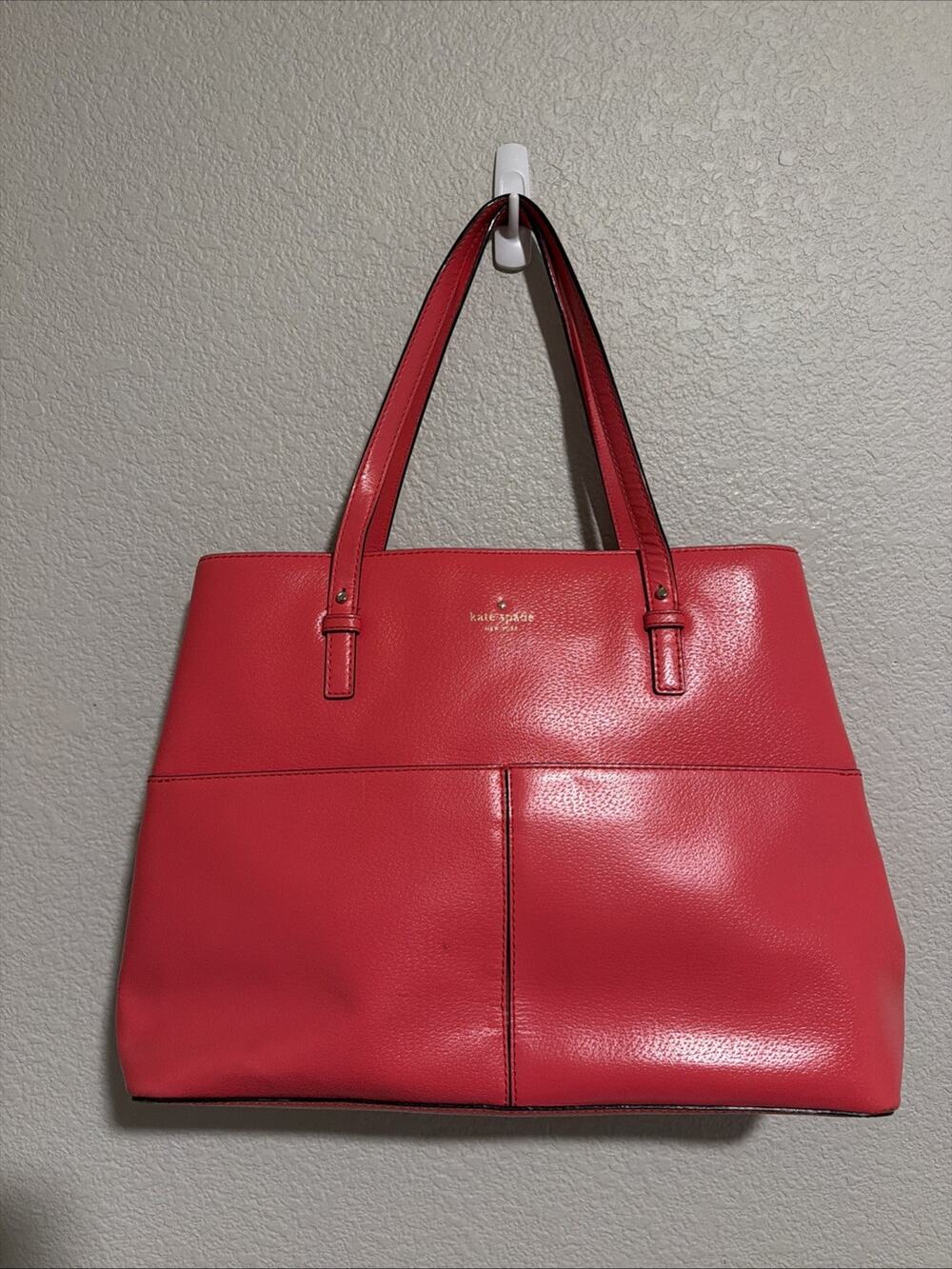 Kate Spade Grand Street Gabriel Maxi Shoulder Bag Tote Pebble Leather Coral Gold